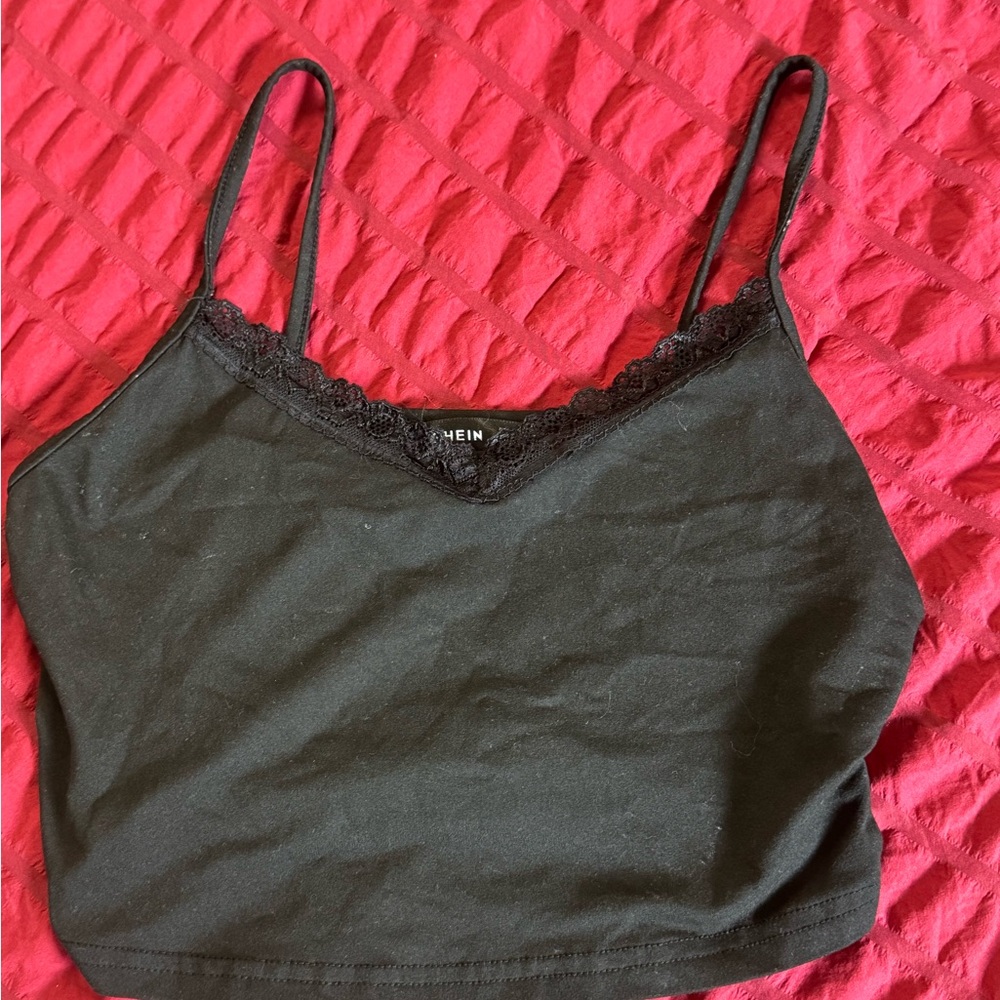 SHEIN Black Lace Detail Cami Top